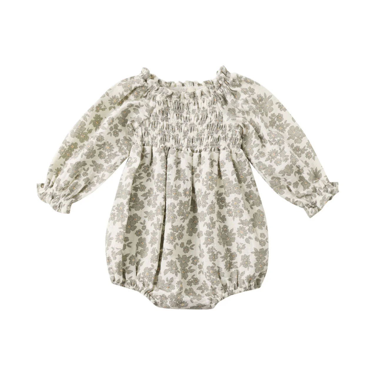Quincy Mae Green Floral Eden Romper