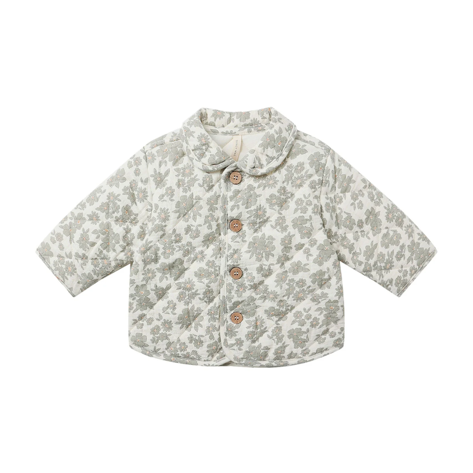 Quincy Mae Green Floral Quilted Jacket