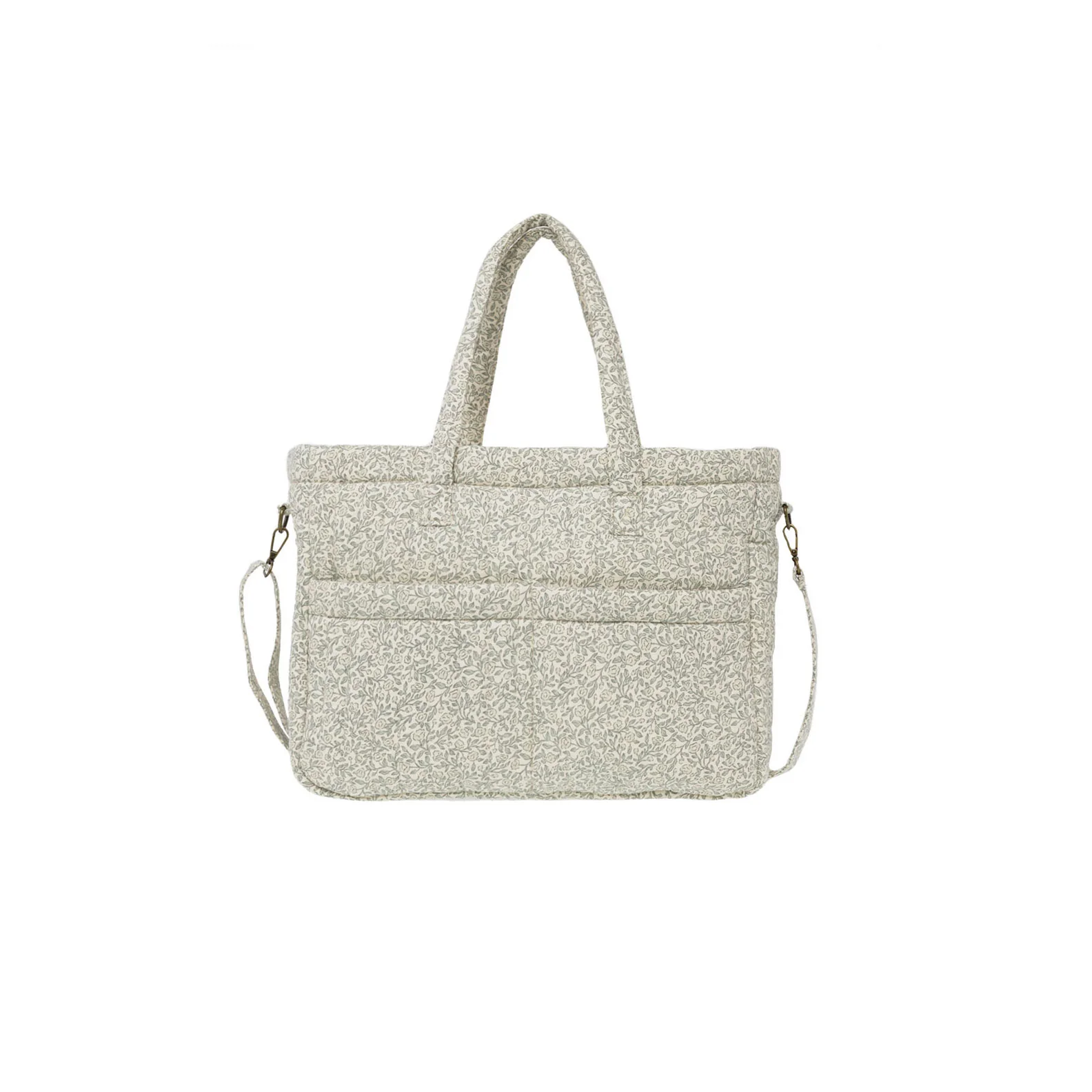 Quincy Mae Green Garden Diaper Bag + Changing Pad Set - Image 2