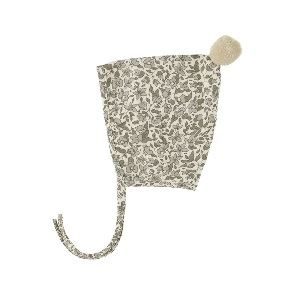 Quincy Mae Green Garden Pom Pom Pixie Bonnet