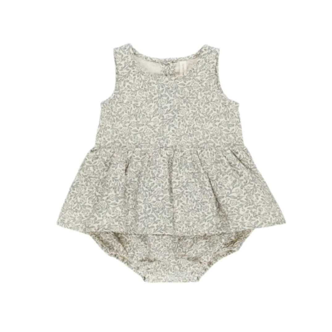 Quincy Mae Green Garden Skirted Tank Romper
