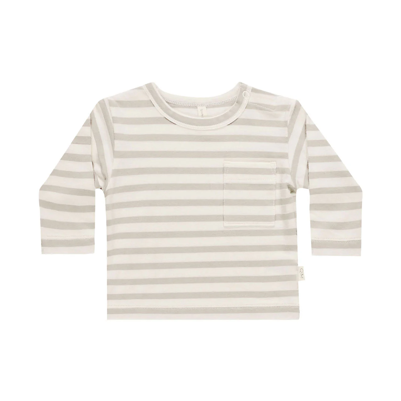 Quincy Mae Grey Stripe Long Sleeve Pocket Tee