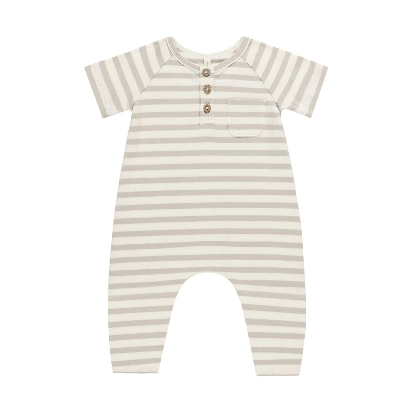 Quincy Mae Grey Stripe Short Sleeve Jumpsuit