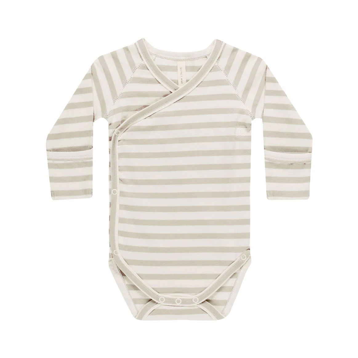 Quincy Mae Grey Stripe Side Snap Bodysuit