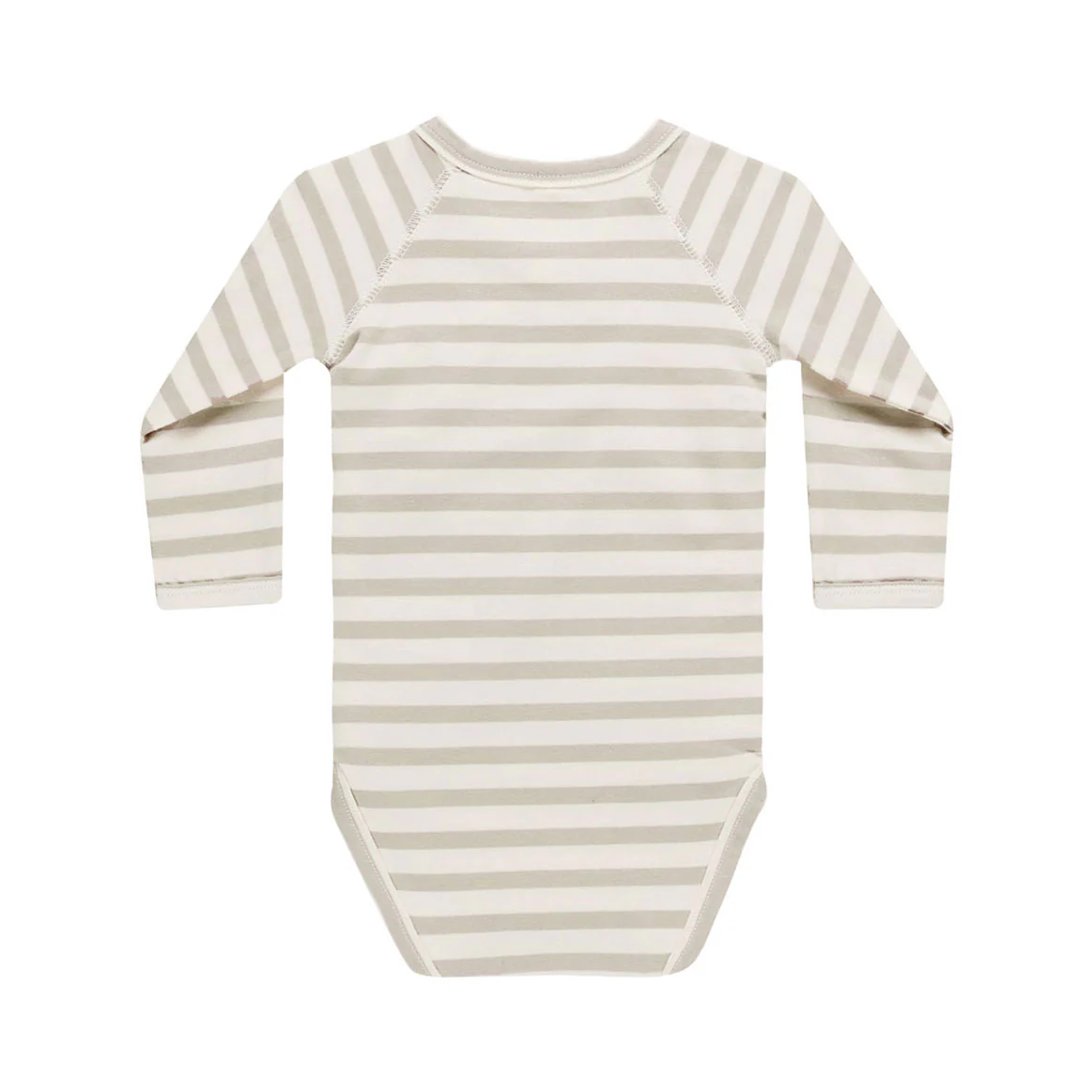 Quincy Mae Grey Stripe Side Snap Bodysuit - Image 2