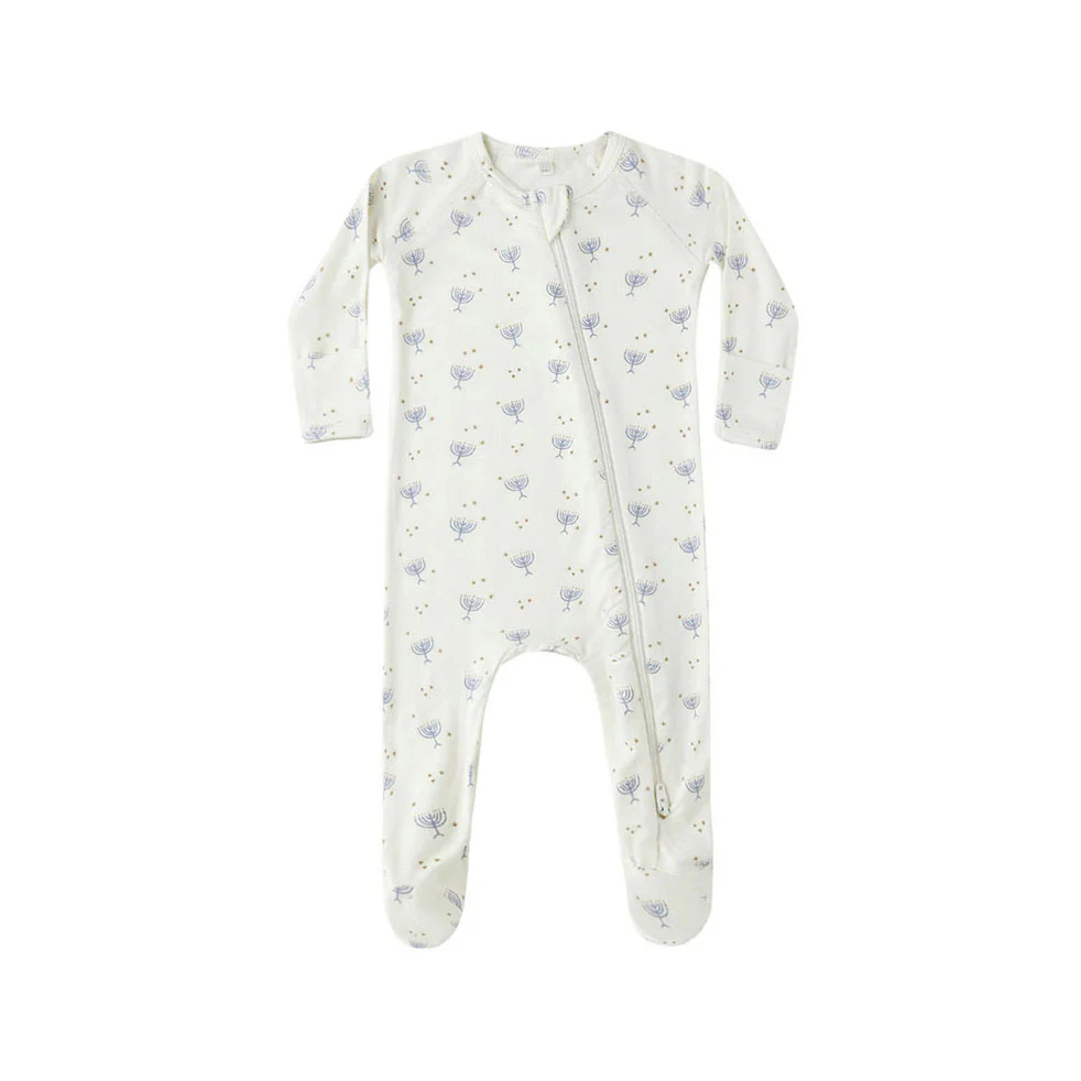 Quincy Mae Hanukkah Bamboo Zip Footie