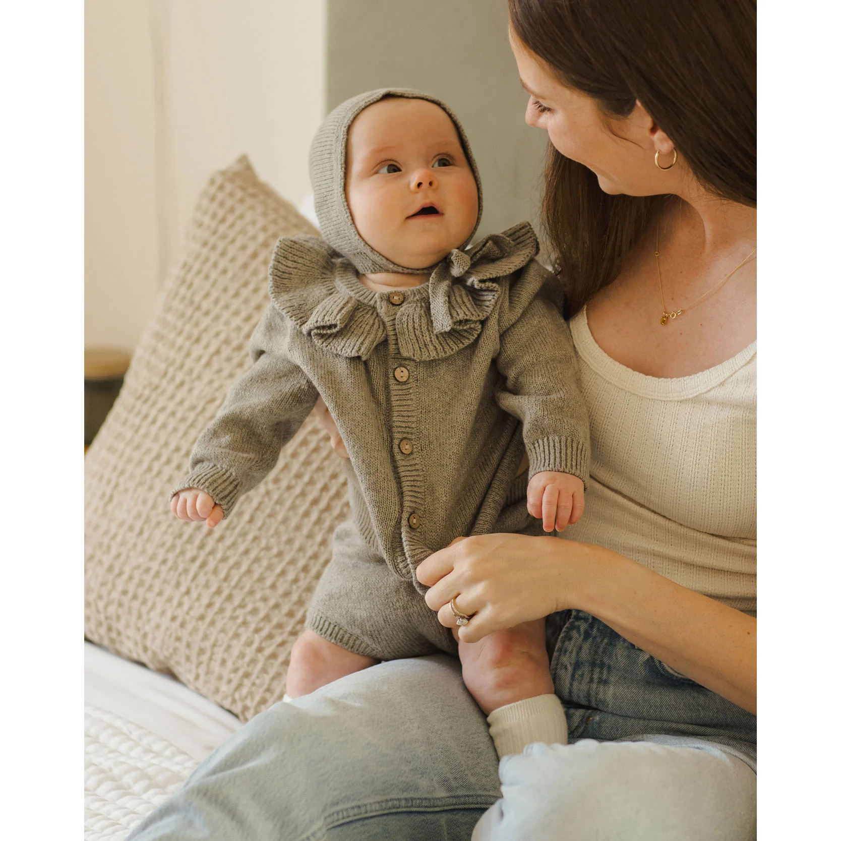 Quincy Mae Heathered Basil Knit Bonnet - Image 2