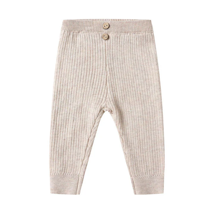 Quincy Mae Heathered Oatmeal Rib Knit Legging