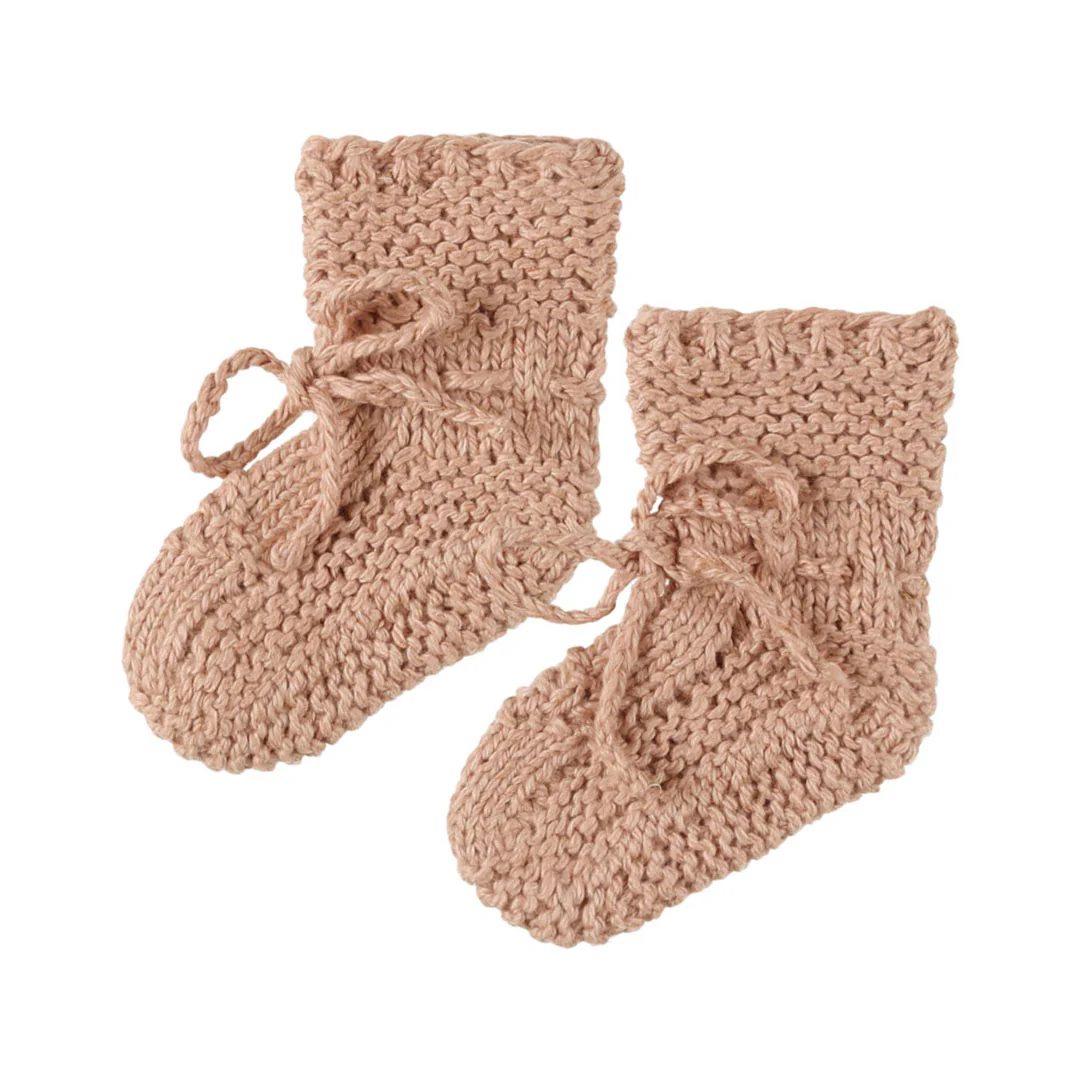 Quincy Mae Heathered Rose Knit Booties