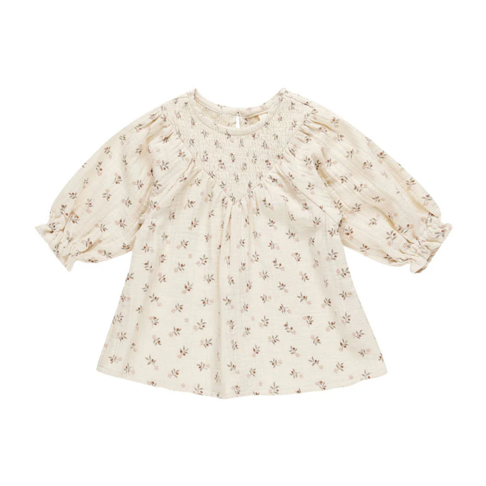 Quincy Mae Holly Berry V Smocked Dress