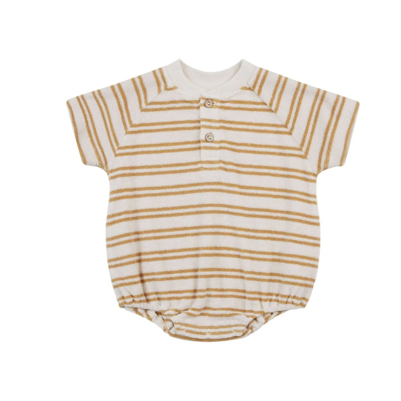 Quincy Mae Honey Stripe Terry Henley Romper