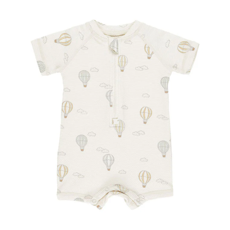 Quincy Mae Hot Air Balloons Zip Rash Guard One-Piece