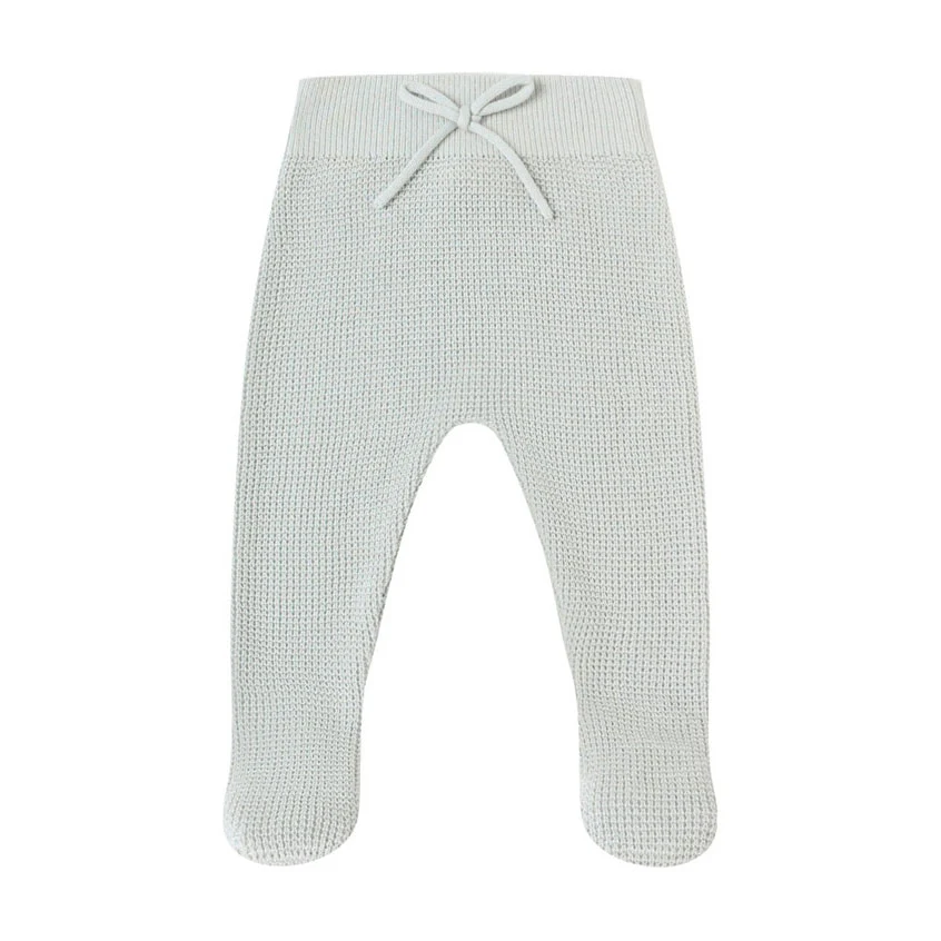 Quincy Mae Ice Blue Footed Knit Baby Pant