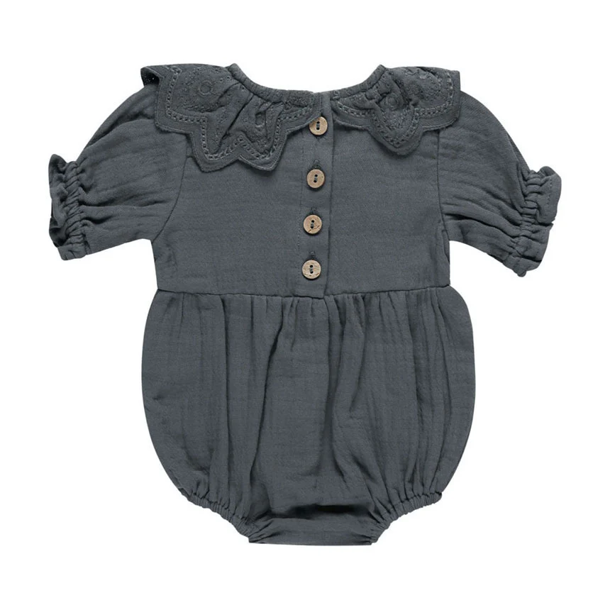 Quincy Mae Indigo Collared Romper - Image 2