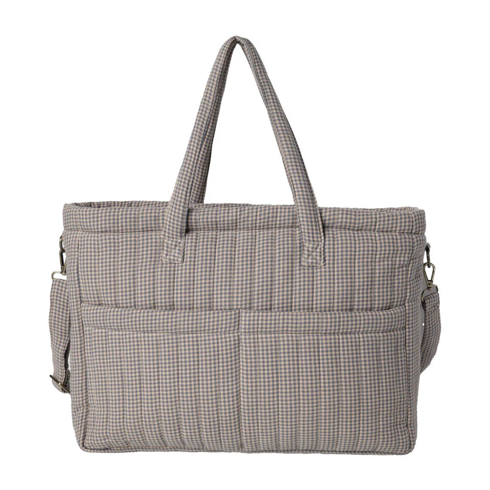 Quincy Mae Indigo Gingham Diaper Bag