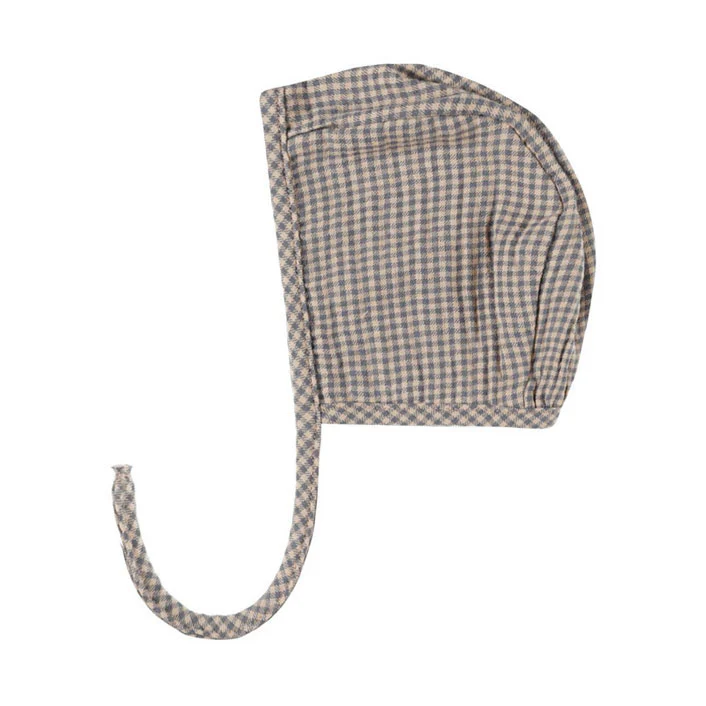 Quincy Mae Indigo Gingham Woven Baby Bonnet