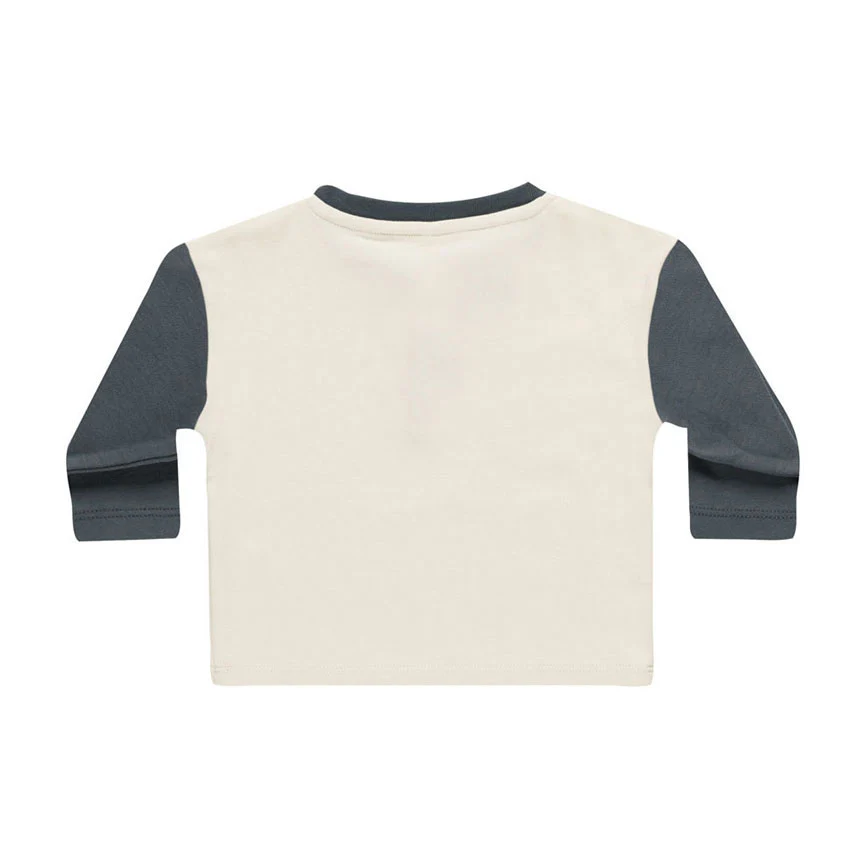 Quincy Mae Indigo Stripe Long Sleeve Henley Tee - Image 2