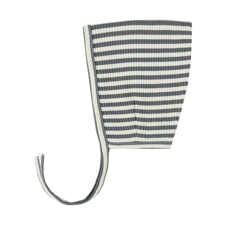 Quincy Mae Indigo Stripe Ribbed Pixie Bonnet