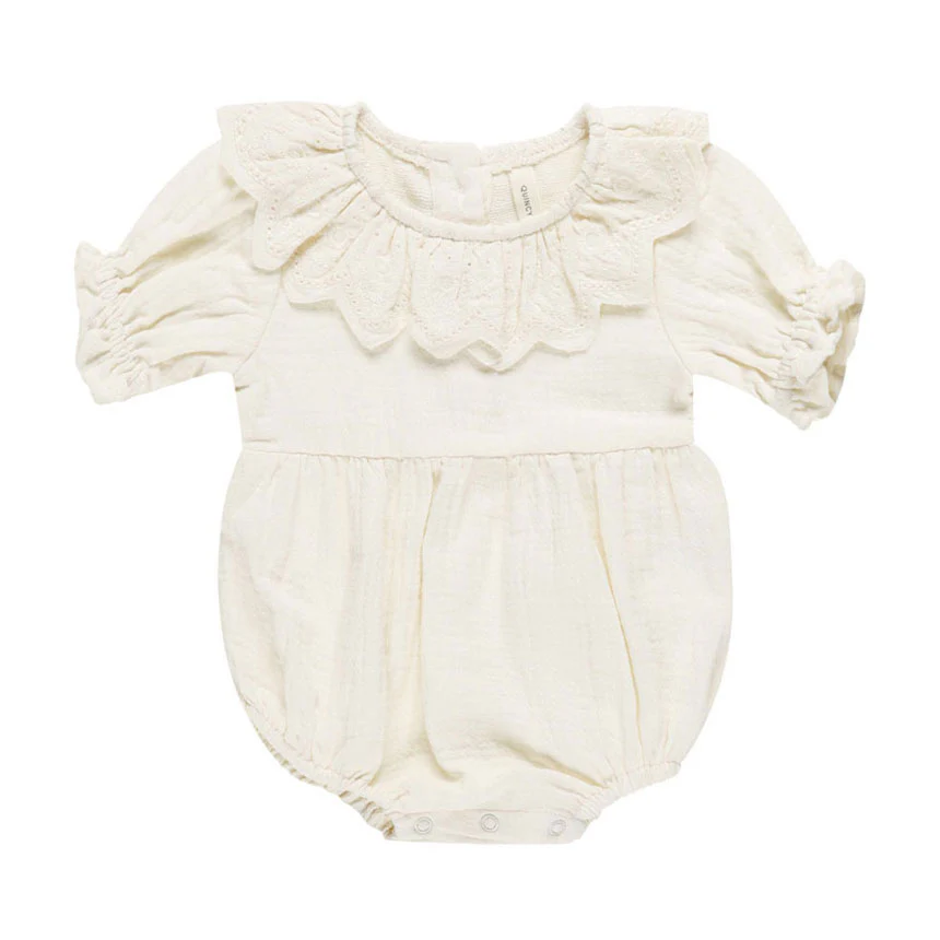 Quincy Mae Ivory Collared Romper