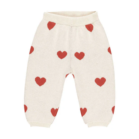 Quincy Mae Ivory Heart Knit Pants