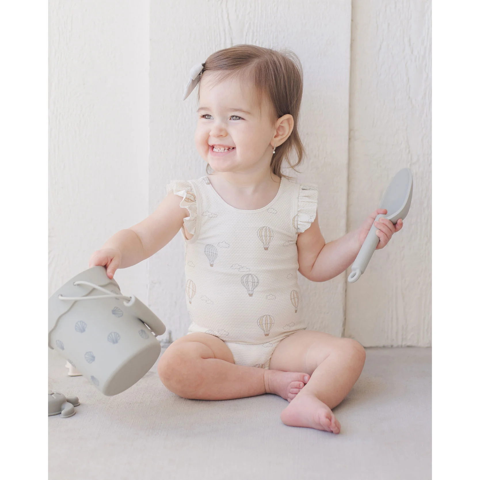 Quincy Mae Ivory Hot Air Balloons Scoop Back One Piece - Image 2