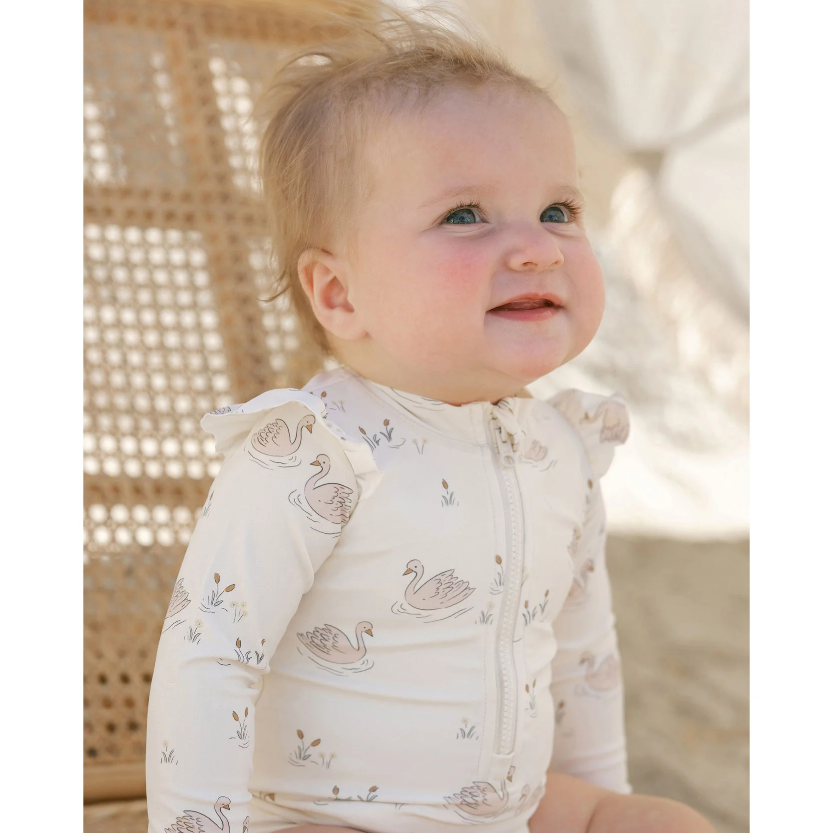 Quincy Mae Ivory Swans Byron Rash guard One Piece - Image 2