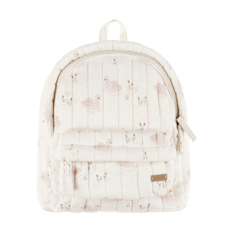 Quincy Mae Ivory Swans Mini Backpack