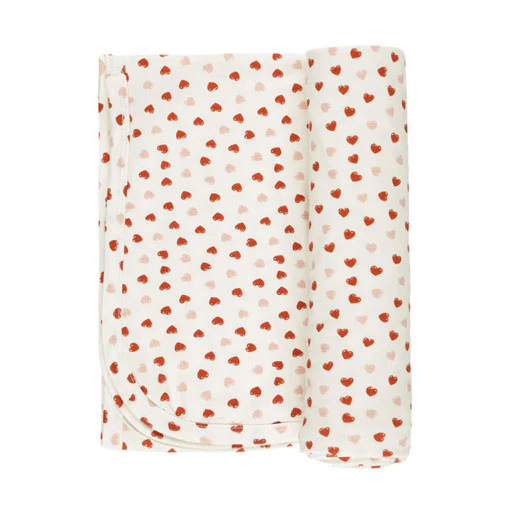 Quincy Mae Ivory Valentines Bamboo Swaddle & Knotted Hat - Image 2