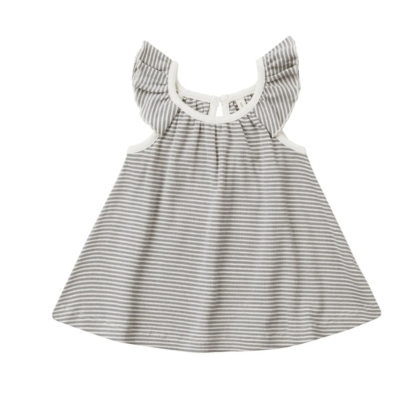 Quincy Mae Lagoon Micro Stripe Ruffle Swing Dress