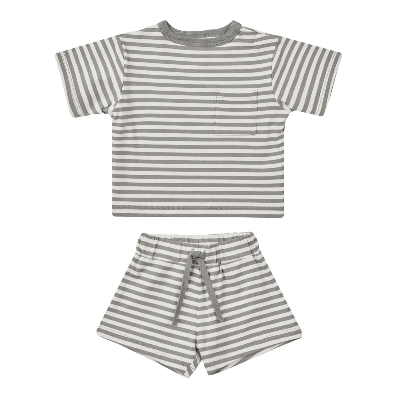 Quincy Mae Lagoon Stripe Boxy Pocket Tee + Short Set