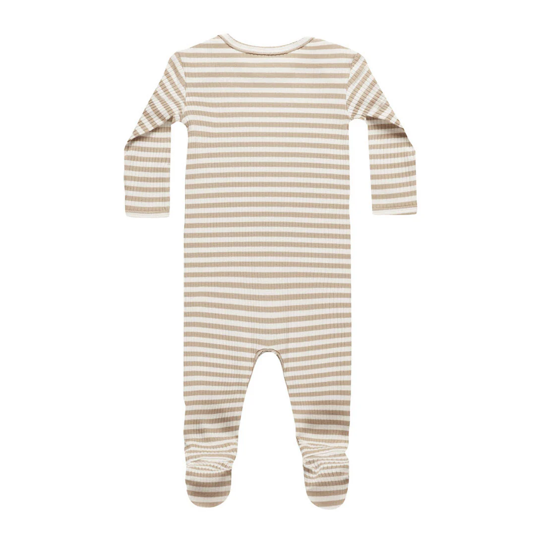 Quincy Mae Latte Stripe Ribbed Footie - Image 2