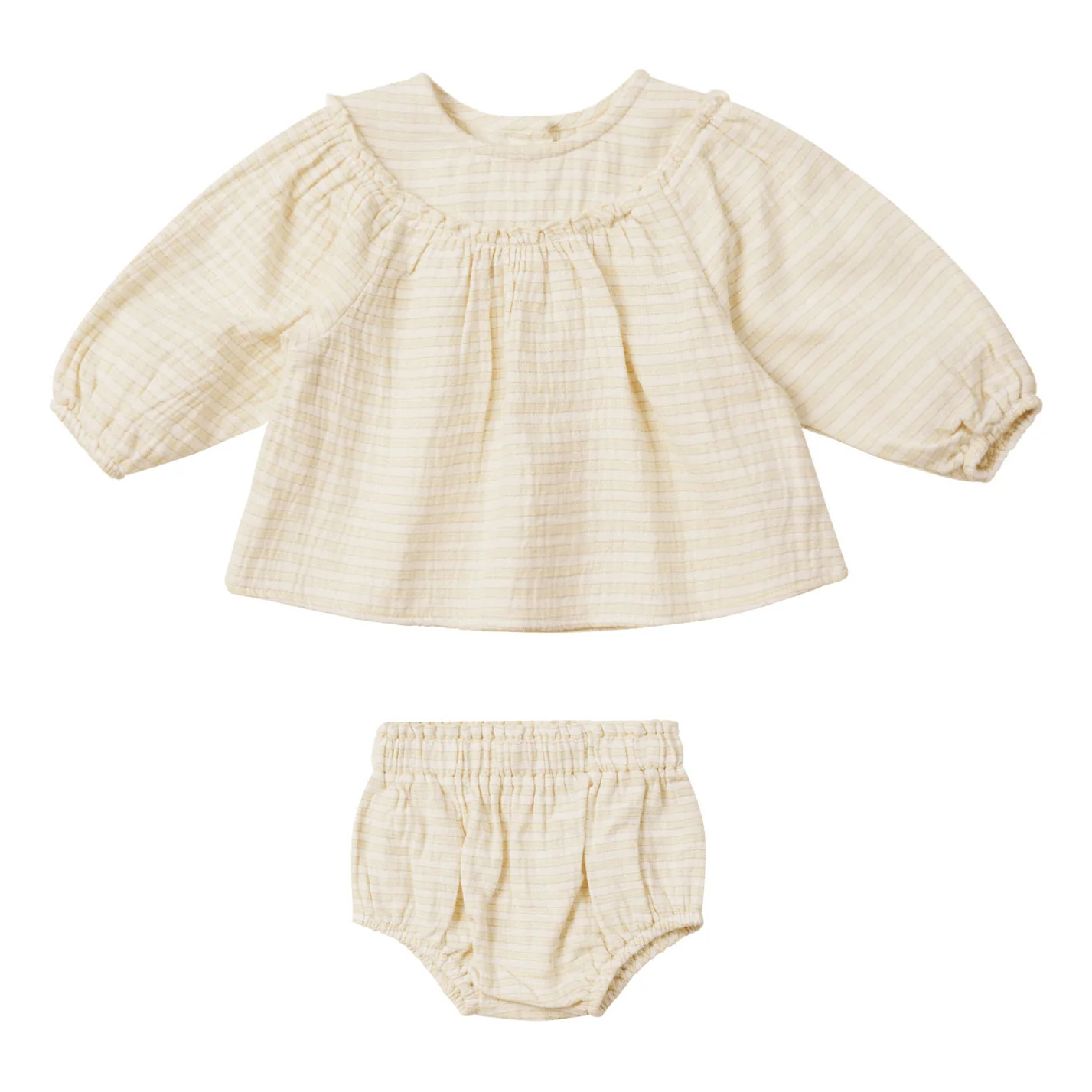 Quincy Mae Lemon Stripe Mia Top + Bloomer Set