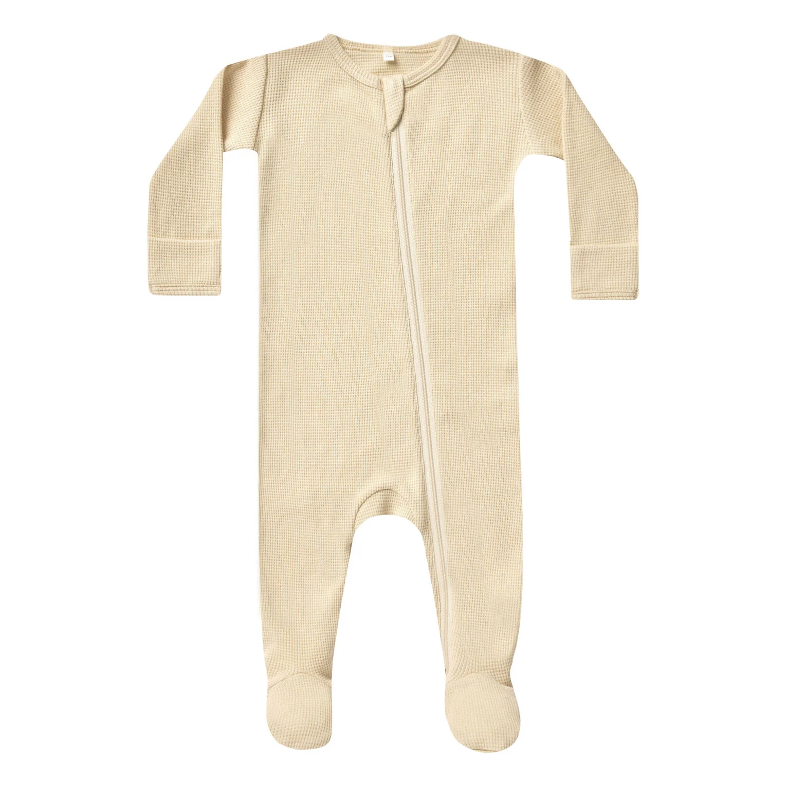 Quincy Mae Lemon Waffle Zip Footie