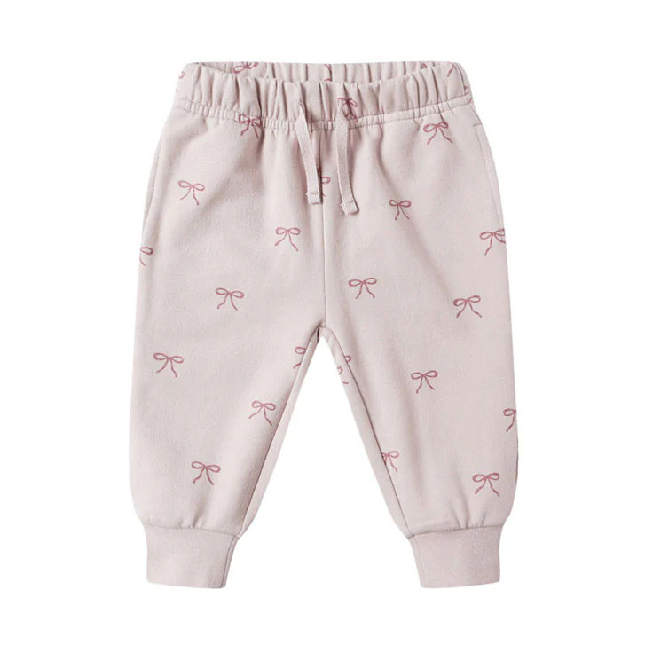 Quincy Mae Lilac Bows Relaxed Fleece Sweatpant