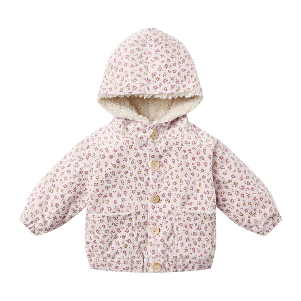 Quincy Mae Lilac Wildflowers Corduroy Hooded Jacket