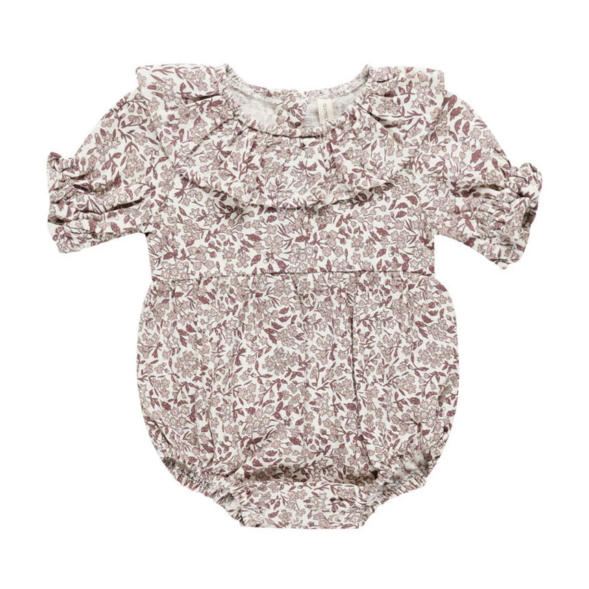 Quincy Mae Mauve Ditsy Collared Romper