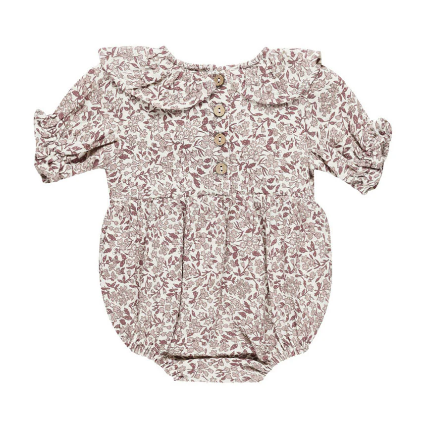 Quincy Mae Mauve Ditsy Collared Romper - Image 2
