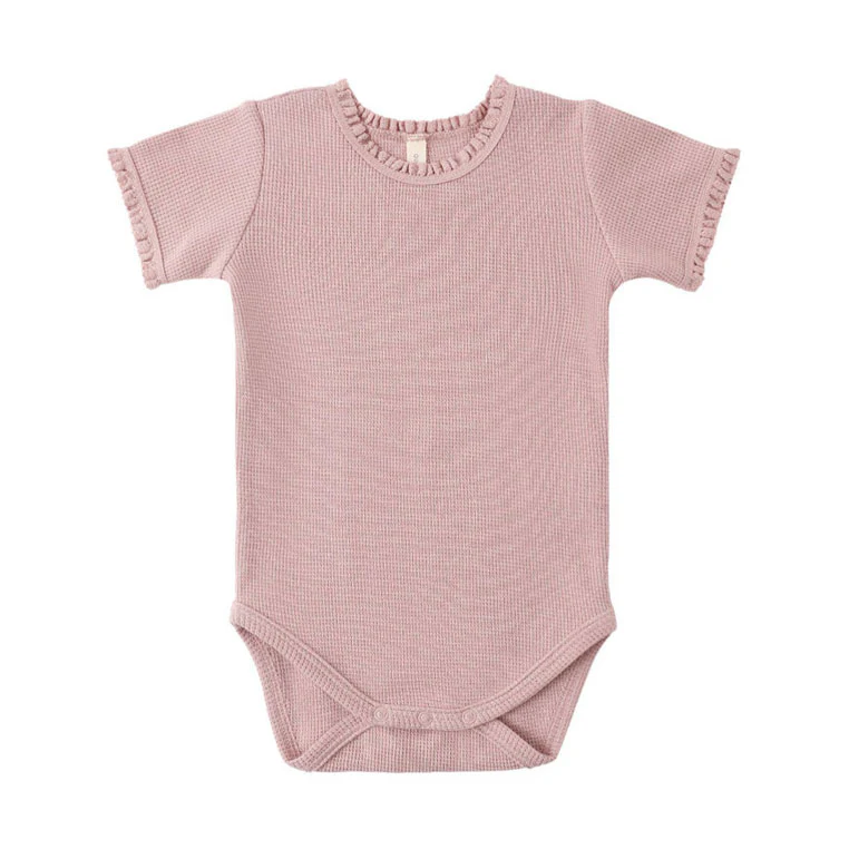 Quincy Mae Mauve Short Sleeve Waffle Bodysuit