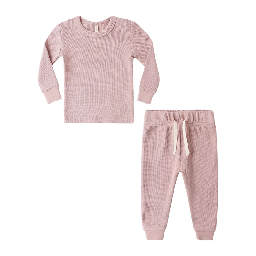 Quincy Mae Mauve Waffle Top Pant Set