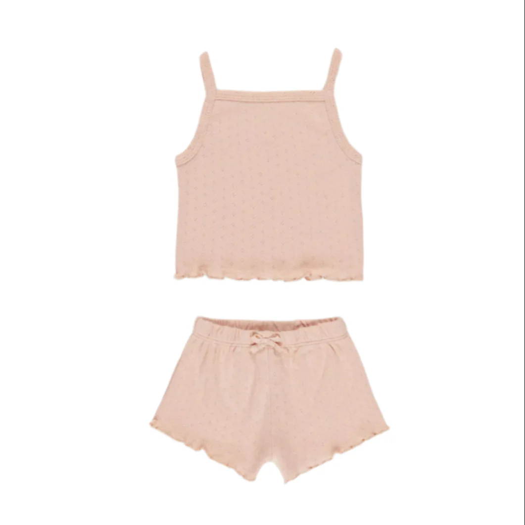 Quincy Mae Melon Pointelle Tank + Shortie Set