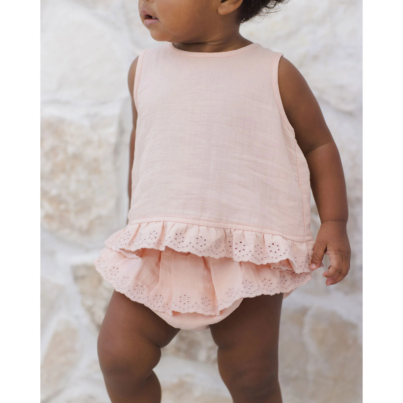 Quincy Mae Melon Ruffled Tulip Top + Bloomer Set - Image 2