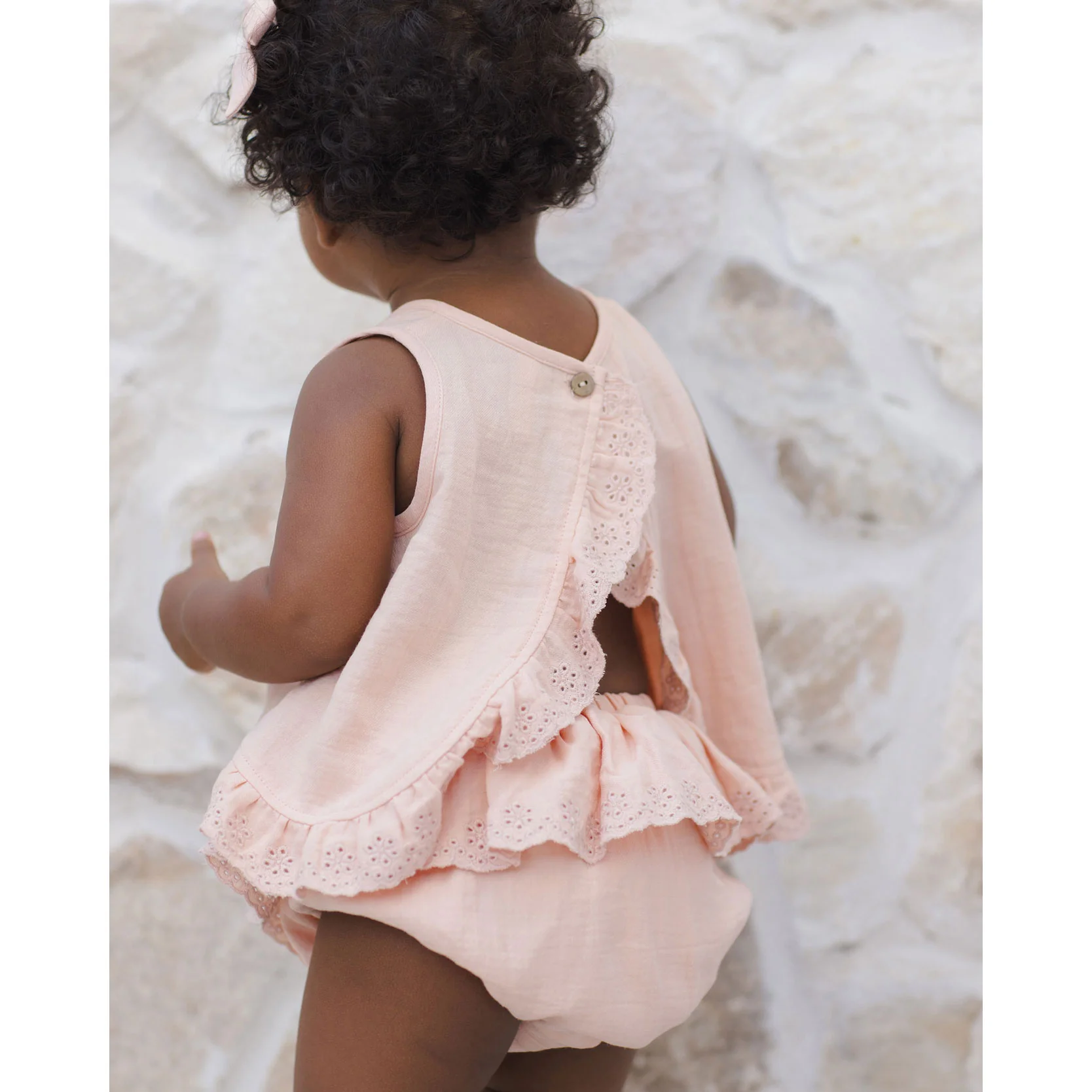 Quincy Mae Melon Ruffled Tulip Top + Bloomer Set - Image 3