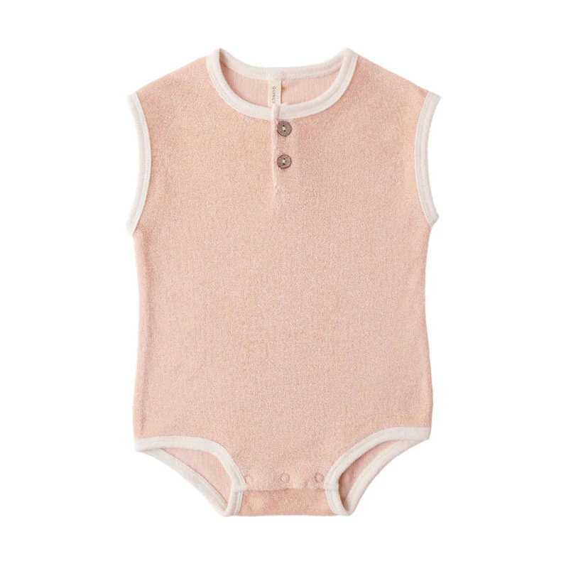 Quincy Mae Melon Terry Cloth Romper