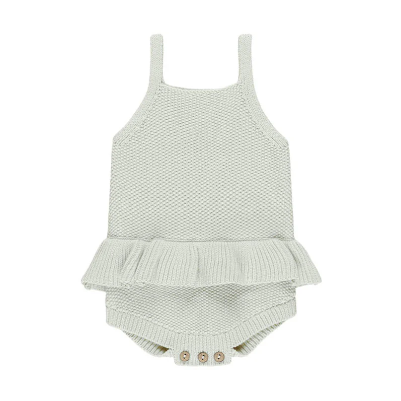 Quincy Mae Mint Knit Ruffle Romper