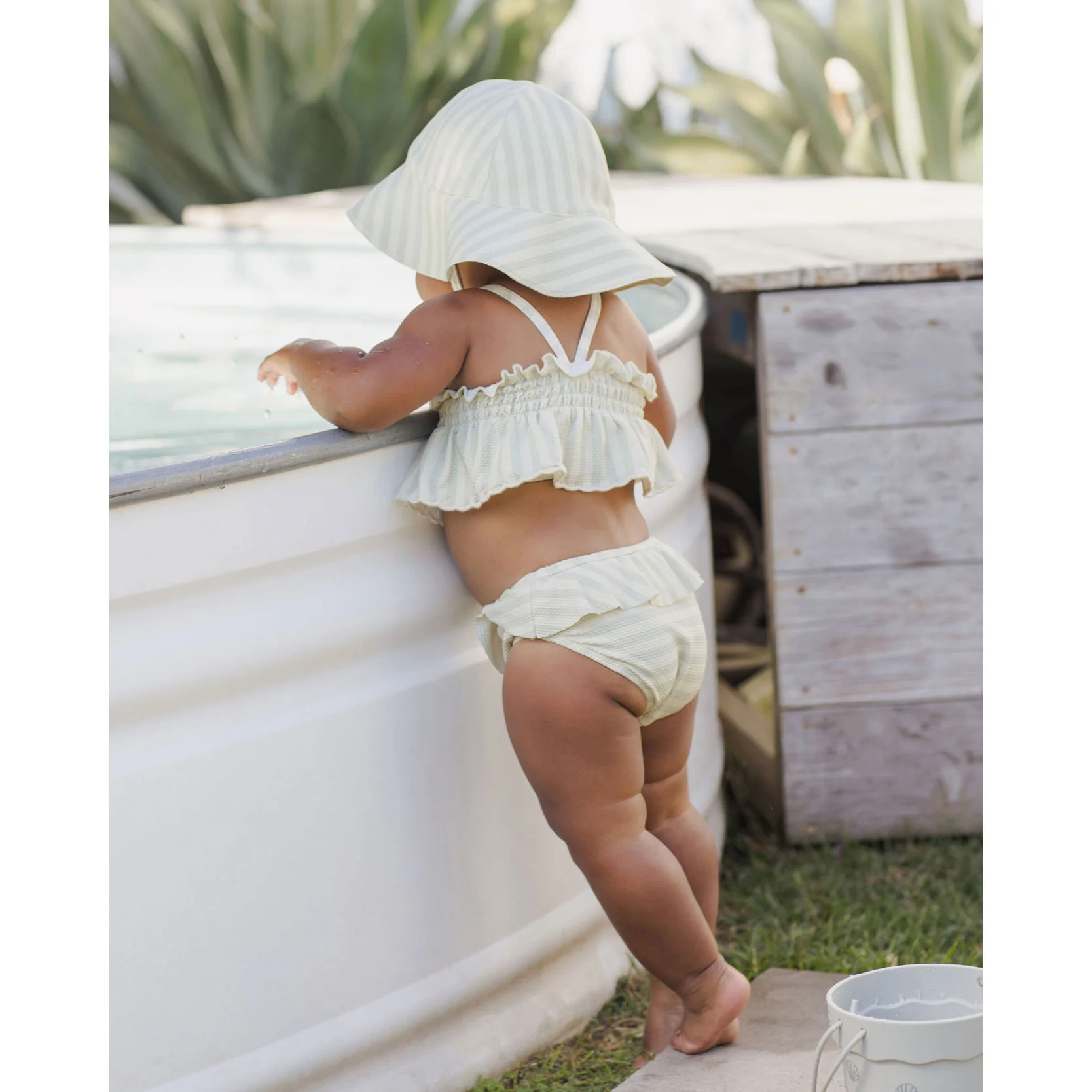 Quincy Mae Mint Stripe Sun Hat - Image 3