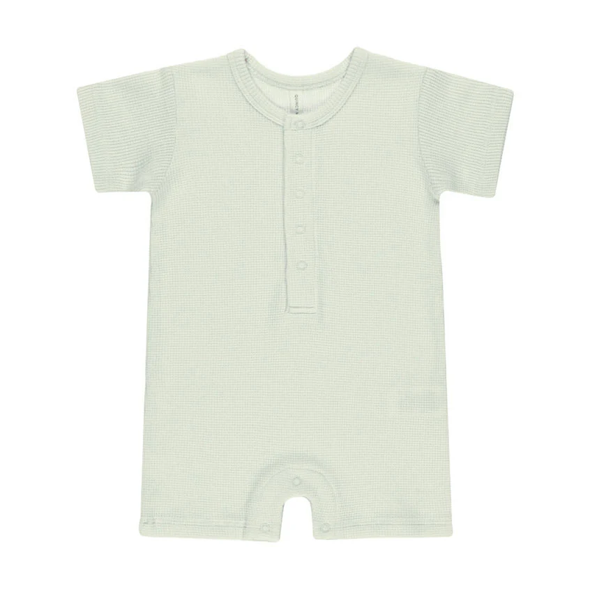Quincy Mae Mint Waffle Snap Romper