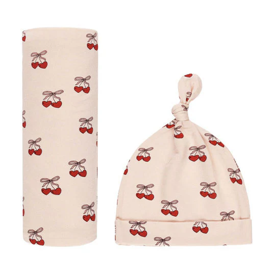 Quincy Mae Mon Amour Bamboo Swaddle & Knotted Hat