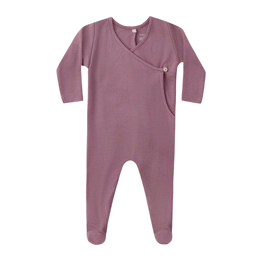 Quincy Mae Mulberry Pointelle Wrap Footie