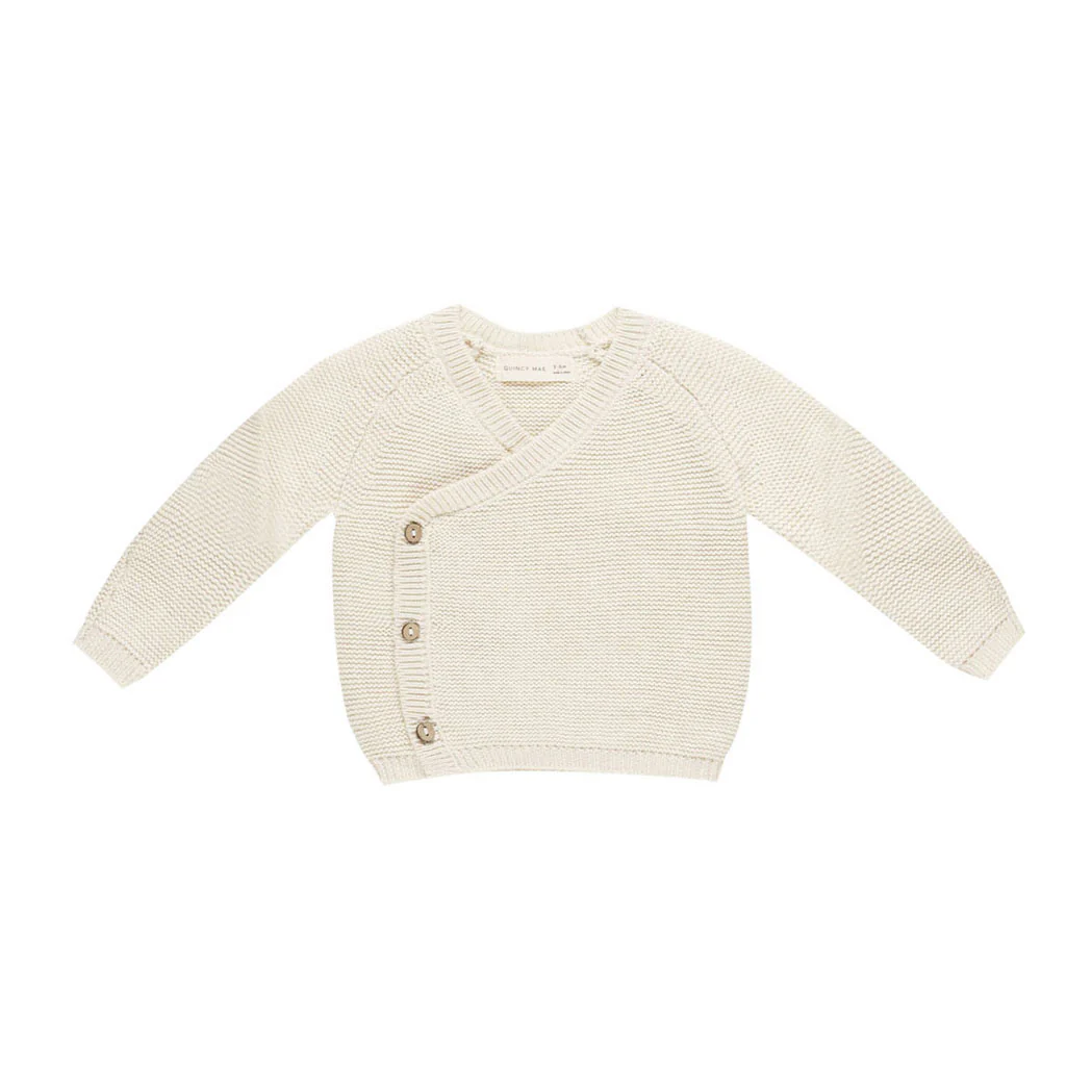 Quincy Mae Natural Knit Wrap Top