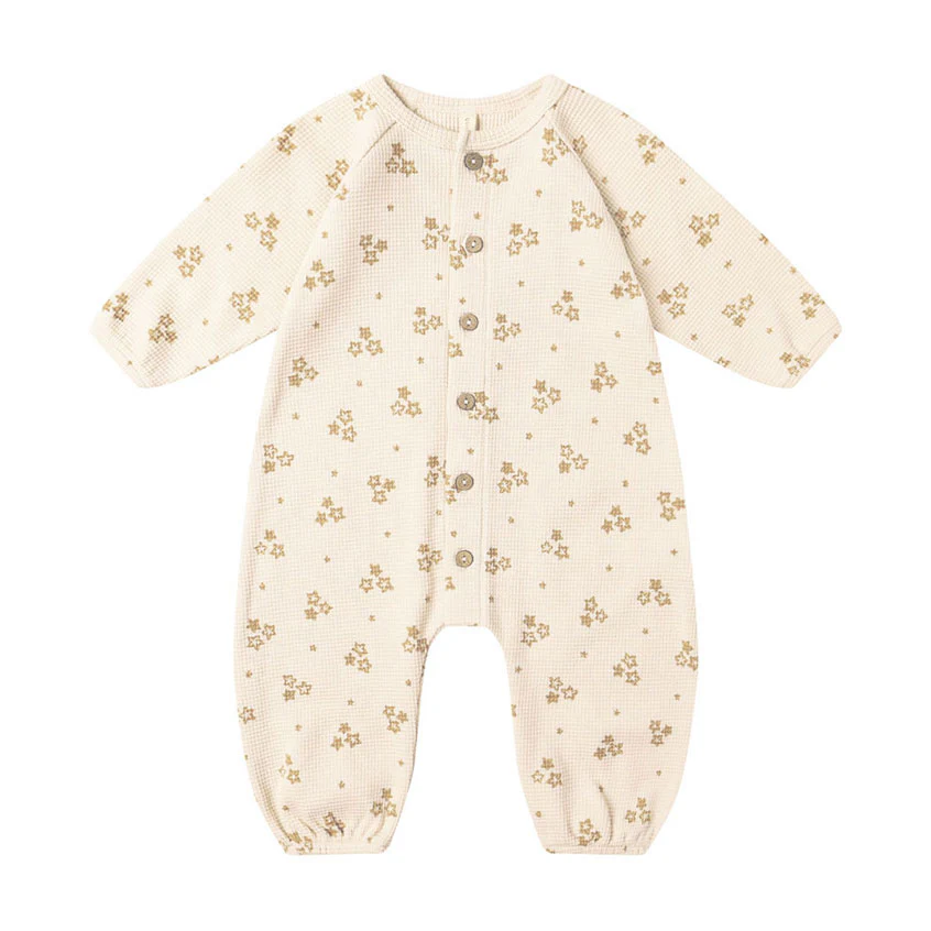 Quincy Mae Natural Marigold Waffle Jumpsuit